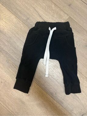Little Bipsy Black Jogger Pants with White Drawstring
